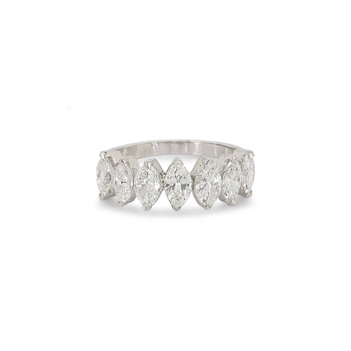 18K White Gold Marquise Cut Diamond 7 Stone Ring